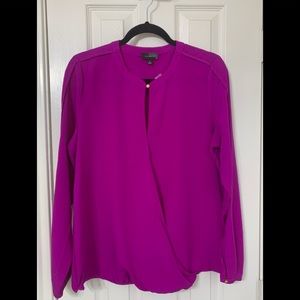 NWT The Limited Purple Wrap Front Blouse Size L.